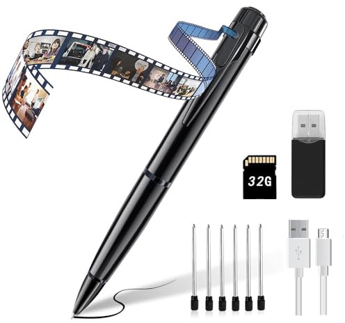 QZT Kamera Stift, HD 1080P Mini Spionagekamera mit Aufnahme- und Fotofunktion, Tragbare Überwachungskamera für Büro, Meetings, Vorlesungen und Heimgebrauch