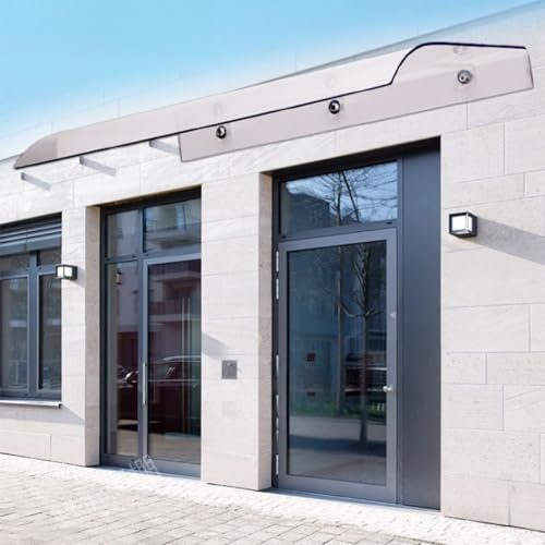Rovss Auvent de Porte d'entrée 400-5000mm Polycarbonate Auvent Marquise Résistante aux Intempéries Toit Abri pour Extérieure Fenêtres Terrasse Garage(400x4600mm)