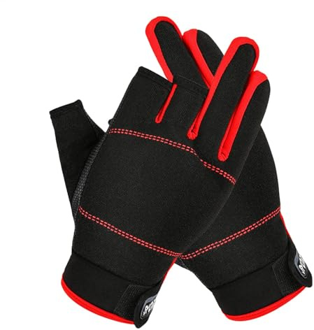 Guanti da pesca a 3 dita, guanti da pesca con 3 dita tagliate, guanti da pesca, unisex, antiscivolo, protezione per le dita, per uomini e donne, protezione per le dita