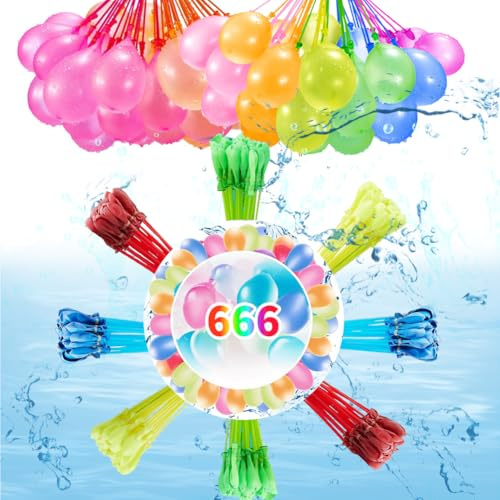 666 StüCk Wasserbomben SelbstschließEnd,Bunt SchnellfüLlende Wasserballons FüR Kinderpool,60 Sekunden Quick Fill&Knot,Ideal FüR Party,Pool Und Strand Spiele.