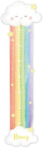 Striefchen® Personalisierbare Messlatte für Kinder – Wandtattoo mit Wunschname – Niedliche Motive – Geschenkidee zur Geburt – Selbstklebend & Rückstandslos ablösbar (Regenbogen)