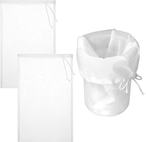 Bewudy Passiertuch, 3 Stück Filterbeutel Siebbeutel, 20 × 30 cm Passiertuch Wiederverwendbar Käsetuch Bio Waschbar Filterbeutel Mit Kordelzug Nut Milk Bag für Käse Fruchtsaft Kaffee Gemüsesaft