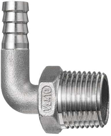 QUARKZMAN 90 Grados Codo Manguera Púa Montaje 0.4 Púa x 1/2 NPT Macho | Tubería Accesorio Aire Manguera Accesorios Acoplador Rosca Conector Adaptador, Inoxidable Acero