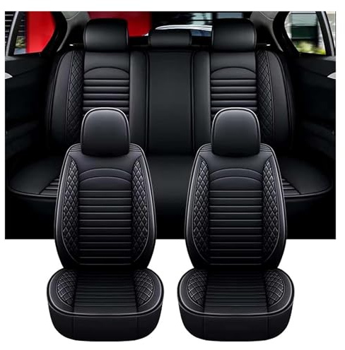 XINYUNFEI Auto Sitzbezüge Sets FüR Skoda Fabia IV 2024 2025, Leder Auto Schonbezug Full Set Sitzbezug, Auto Sitzbezüge Airbag Kompatibel, Wasserdicht Sitzbezug Auto Zubehör(All Black)