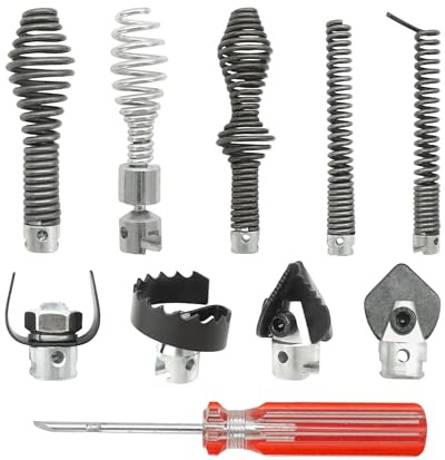 10-Piece Drain Snake Drill Attachment Cutter and Auger Set Fits For RIDGID K-400 C8 5/8 Drain Snake Cable 62270
