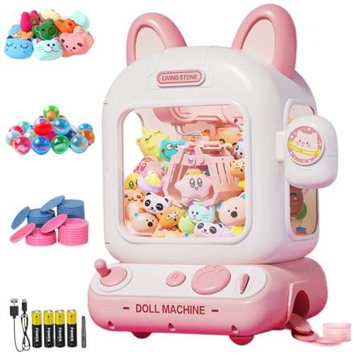 Yaoliucp Claw Machine for Kids, Mini Vending Machines with Music Candy Grabber Prize Dispenser Toys for Girls and Boys Age 3+, Electronic Claw Game Machine for Party Birthday Gifts