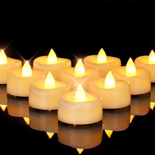 AMAGIC LED Teelichter Warmweiß mit Batterie, 24 Stück, Wachshülle | Mobius Design Electric Teelichter & LED Kerzen für Valentinstag, Halloween, Weihnachten, Hochzeit, Tischdeko & Zuhause