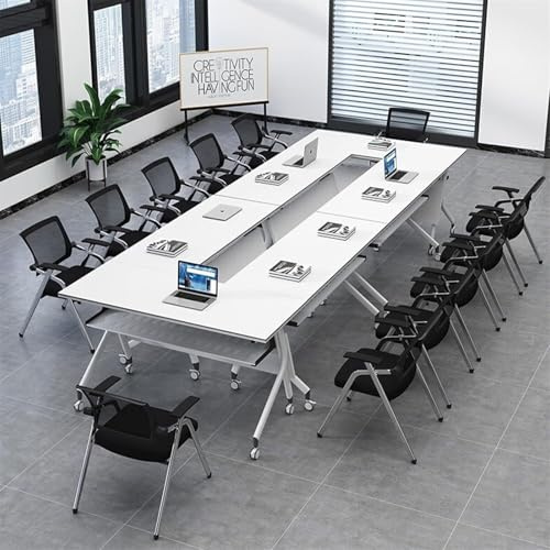 Fuß-Klapptisch, 6er-Pack Klappbarer Konferenztisch für 12–16 Personen, moderne Flip-Top-Schulungsraumtische mit Rädern, platzsparend, rechteckiger Büro-Besprechungstisch, Computertisch zum L