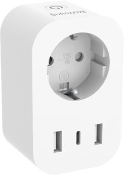 ROYOUNG Smarte WLAN Steckdose mit USB-C-Schnellladen (20 W),USB-A(18 W), Energiekosten-Monitor. Kompatibel mit Alexa/Google Home, Smart Plug, App-Fernsteuerung (2,4 GHz, 16 A, 3680 W)