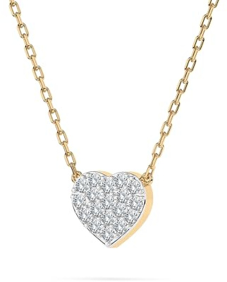 EDELIND Goldkette Damen 585 Echtgold Diamant - 18 Steine 0.09 Ct Anhänger Herz mit Ankerkette Gold 45 cm, Längenverstellbar - mit Geschenkbox