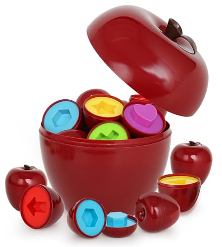 YIQOGAME Montessori Spielzeug ab 1 Jahr, Apfel Sortier- & Motorik-Lernspiel | pädagogisches Spiel, mit Farb- & Formerkennung, fördert Feinmotorik & Hand-Auge-Koordination