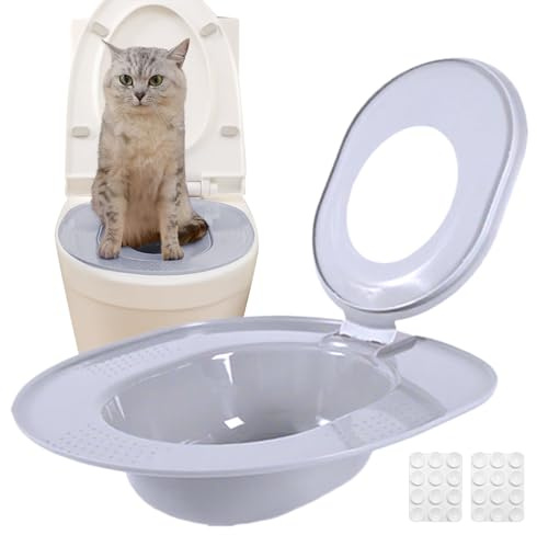 Siège de Toilette pour Chats,Apprentissage WC Bac à Litière - Pot de Chambre Réutilisable Conception Sûre Amovible Nettoyage Facile pour Maison Animal de Compagnie Chaton