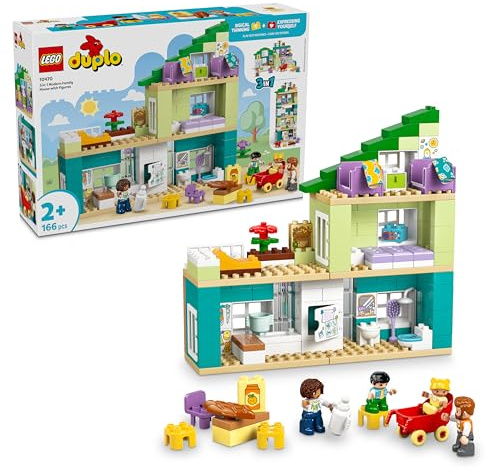 LEGO DUPLO Town 3 i 1 Modern familjevilla med figurer – Dockhus med 3 byggalternativ – Pedagogiska leksaker för barn – Present för flickor och pojkar från 2 år – 10470
