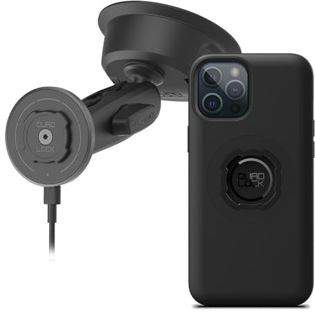 Quad Lock Heavy Duty Suction Car Phone Mount with MAG Phone Case and MAG Wireless Charging Head for iPhone 12 Pro Max