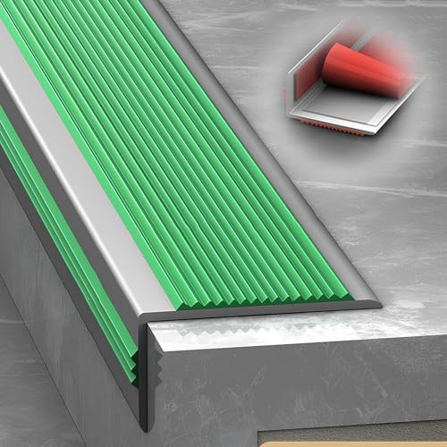 Rutschfeste Treppenkante, Selbstklebender Vinyl-Treppenkantenprofil, PVC Rutschfeste Treppenstufe Für Außen Und Innenbereich(Green,6cmx100cm)