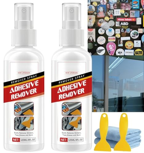 2PCS Heavy Duty Adhesive Remover Spray,Sticker Remover Spray for Cars,Rapid Glue Dissolver,Surface Cleaner,Tag Remover with No Residue,Remove Tape Residue,Easy Removal of Labels,Surface Safe Formula