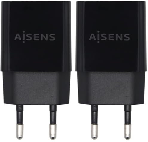 AISENS - Cargador USB 10W Alta EFICIENCIA. 5V/2A. Negro (Paquete de 2)