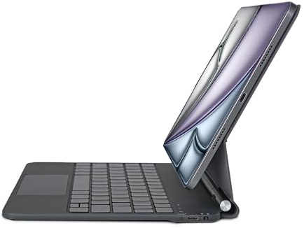 Funda con teclado para iPad Air de 13 pulgadas (M2 2024/M3 2025), Magic Keyboard iPad Pro de 12,9 pulgadas 3/4/5/6 Gen, Bluetooth, función de carga USB-C, trackpad integrado, disposición alemana