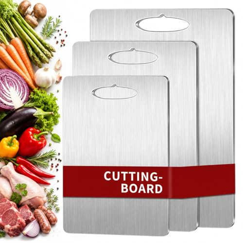 3 Pezzi Tagliere in Titanio, S316 Tagliere Acciaio Inox per Cucina