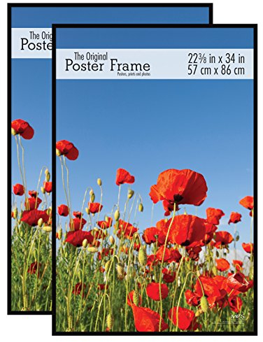 MCS Original 57 x 86,5 cm Cornice Poster Nera Super Leggera, Cornice per Esposizione in Verticale e Orizzontale, per Appendere Poster, Foto, Stampe e Pittura d'Arte (Confezione da 2)
