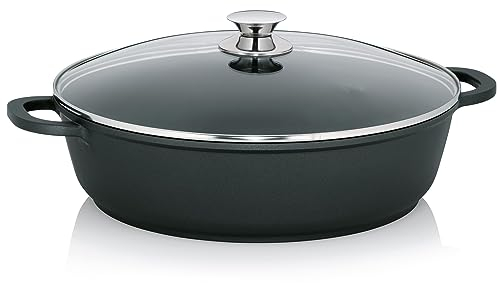 kela Padella da portata36 cm, padella per cottura a induzione con coperchio KERROS, rivestimento in alluminio pressofuso, padella per paella con bordi alti