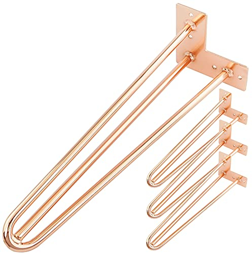 PrimeMatik - Tischbeine für Schreibtische Schränke Möbel aus Stahl 3 Stangen 41 cm Kupfer 4-Pack