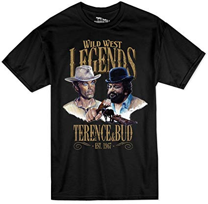 Terence Hill Bud Spencer T-shirt avec inscription « Bud & Terence » Motif main droite du diable Noir, Noir , XXL