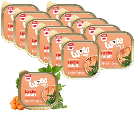 WOW Dog Hunde-Nassfutter mit Lachs 11 x 150g | ohne Getreide & Zucker