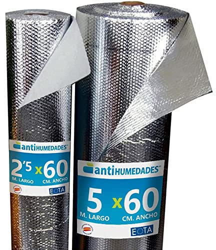 Isolation thermique réfléchissante en aluminium (2,5 x 0,6 m) - Isolation de caisses de volets, radiateurs, murs, plafonds, caravanes, campers, garages - Antihumedades