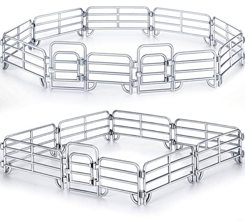 Sumind 40 Juguetes de Cerca de Granja Juguete de Valla de Plástico Miniatura Juguete Cerca de Corral Accesorios de Mini Cerca de Jardín para Niños Presente Educativo (Estilo Retro, Gris)