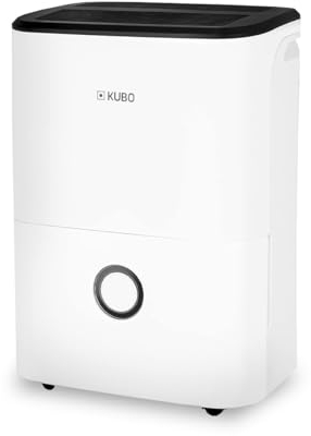 Kubo - Deshumidificador - Absorbe hasta 20 Litros de Humedad por Día - Cobertura de hasta 52 m2 - Función de Secado de Ropa - Silencioso - Color: Blanco