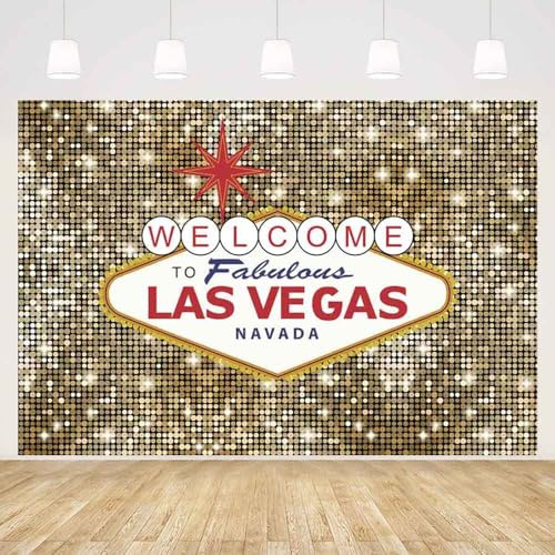 MEHOFOND Partyhintergrund Welcome to Las Vegas, 3 x 2,1 m, fabelhafter Casino-Poker-Fotohintergrund Hintergrund Fotoshooting Banner Portrait-Fotokabinen