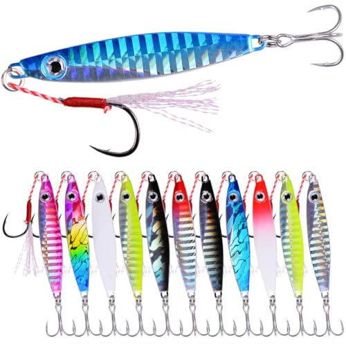 Aorace Jigging Lure Lead Fish Metal Jig Fishing Lure Paillette Knife Artificial Hard Bait Laser Body