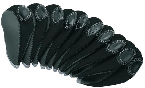 PATIKIL Golf Club Iron Head Covers, 10 Pack Visible Window Waterproof Protection Sleeve for Outdoor Sport, Gray, Black