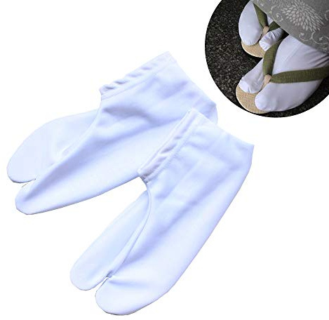 SUNTRADE Japanese Tabi Socks Two-Toe Socks V-Toe Slip-Proof Socks Kimono Anime Cosplay White (XL(8.5-9.5))