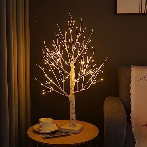 CECOMBINE Birke Lichterbaum Innen mit 144 Warmweißer LEDs Licht, LED Baum Lichter Bäumchen Dekozweige Weihnachtsdeko Hochzeit Innendekoration für Party Geburtstag Hochzeit, Festliche Partydekoration