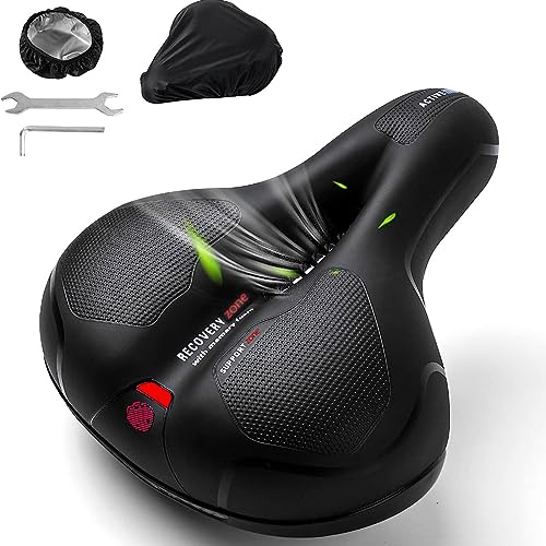 OSIGEI Fahrradsattel, Gel Fahrradsitz, breiter, weicher, komfortabel atmungsaktiv stoßdämpfend, Ergonomisch Fahrrad Sattel mit wasserdichte Abdeckung (rot)