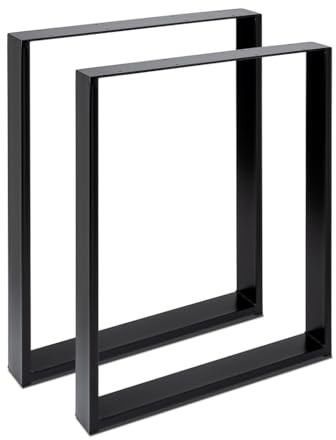 Magnetic Mobel 2 x Tischbeine aus Metall für Schreibtisch Esstisch, Möbelfüße Tischgestell Tischuntergestell Tischkufen (Schwarz | Profil 8x2 cm, 50x100 cm (Bartisch))