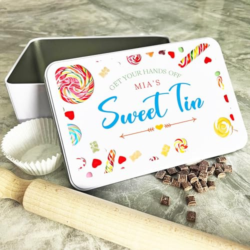 Personalised Sweet Treat Hands Off Sweetie Biscuit Cake Tin - Custom Gift For Her Or Him - Cake, Biscuit & Treat Tins