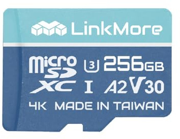 LinkMore 256GB Micro SDXC Card, A2, UHS-I, U3, V30, Class 10 Compatible, Read Speed Up to 160 MB/s,Write Speed Up to 120 MB/s, SD Adapter Included