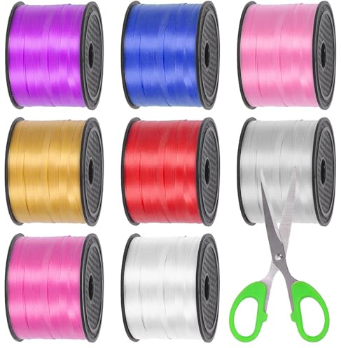 Glarks 9pcs 800 Yards Curling Band Set, 8 Farben 1/5 breite gekräuselte Ballon Band Schnur, Wickeln Curling Band für Geschenkbox Verpackung, Party Geburtstag Dekorationen, Weihnachtsdekoration