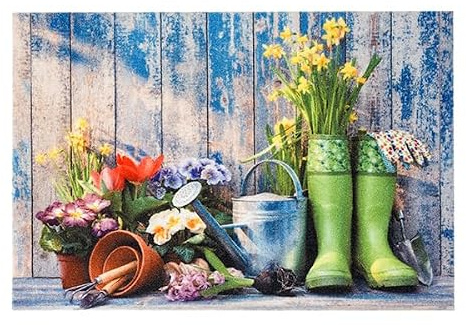 Waschbare Fußmatte innen rutschfest - Garden Tools 40 x 60 cm (Rechteckig) | Fussmatte mit Motiven Innenbereich wasserabweisende Schmutzfangmatte Fußabtreter waschbar bei 30°C Fussmatte pflegeleicht