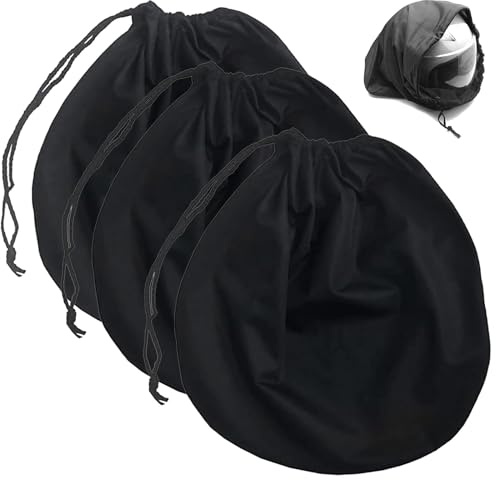 Gfamous 3 Stück Tragbare Motorradhelmtasche,Schwarz Helmtasche Motorrad,Universal Motorrad Helm Tasche,47x43cm Plüsch,für Motorradhelm, Fahrradhelme, Skihelme, Basketball, Fitness