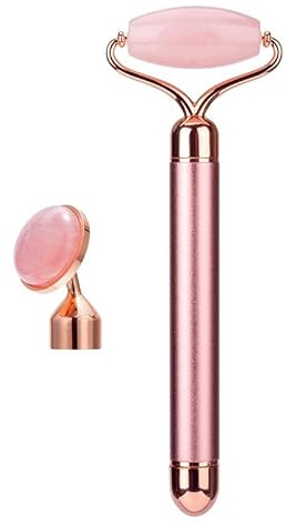 2 in 1 elektrischer vibrierender Rosenquarz-Jade-Roller, Gesichtslifting, Kristall-Jadestein-Gesichtsroller, Schönheits-Massage-Werkzeug (Color : Pink-No Box)