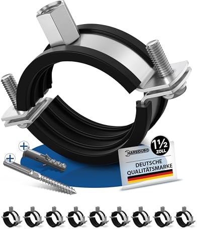 GARSIDURO Rohrschellen 1 1/2 Zoll (47-51mm) 10 Stück mit Schrauben & Dübeln
