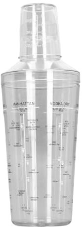 Coctelera de Plástico, Mezclador de Bebidas Manual de Plástico Transparente de Grado Alimenticio, Escala Transparente, Medición Precisa, Fácil de Limpiar, Taza Coctelera de té