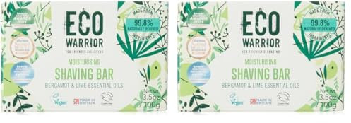 Eco Warrior Shaving Soap - Vegan, Cruelty Free, No SLS or Parabens, Shaving Soap For Men & Women, Contains Moisturising Coconut Oil & Shea Butter, Fragranced With Bergamot & Lime, Gift For Him, 100g