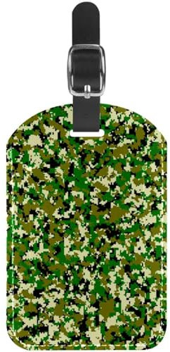 LVTISEE Gepäckanhänger für Koffer, digitales Dschungel-Camouflage-Muster, PU-Leder, Gepäckanhänger mit Sichtschutz, für Reisen, 1 Stück