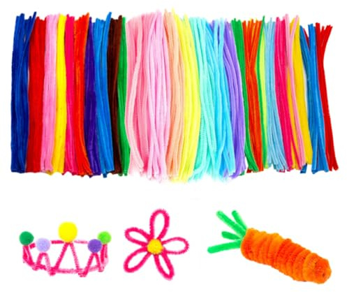 Bunt Pfeifenputzer zum Basteln - 300 Stück Plüsch Pfeifenreiniger zum Basteln,30cm Lang Pfeifenreiniger Biegeplüsch Basteldraht,Pfeifenputzer Chenilledraht für Kinder Kreative DIY Projekte und Basteln