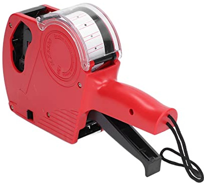 Eujgoov Portable Pricing Device with Manual Labeling Machine 8 Digit Pricing Cartridge Label Maker for Office Shop Store (Red)